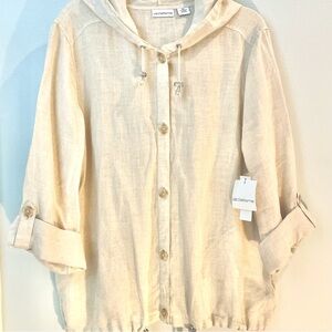 NWT Liz Claiborne Hooded Linen top